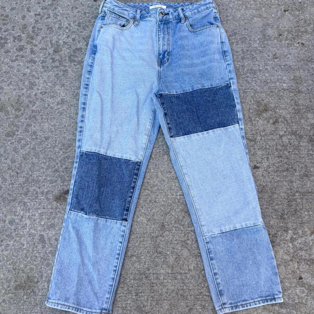 PacSun Patchwork Light and Dark Blue Denim Jeans 100% Cotton